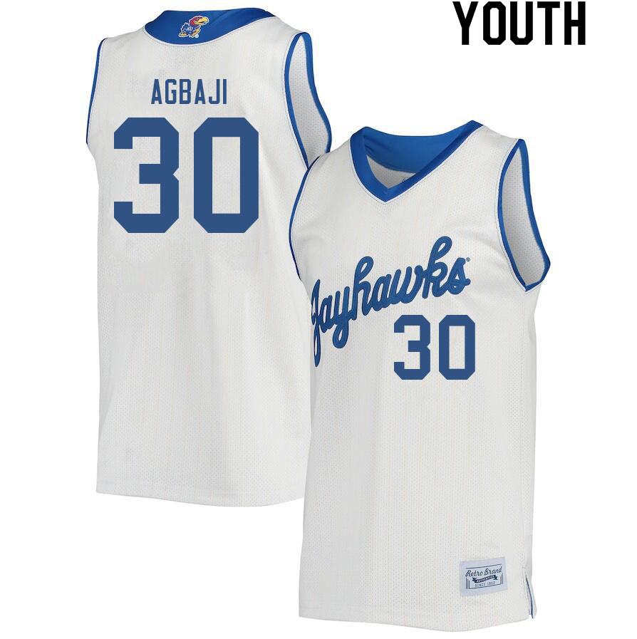 Youth #30 Ochai Agbaji Kansas Jayhawks College Basketball Jerseys Sale-Retro